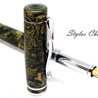 Plume elegance ebonite bleu noir et jaune platine 5