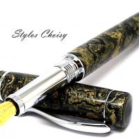 Plume elegance ebonite bleu noir et jaune platine 8