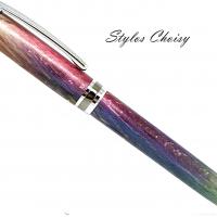 Plume empreinte hetre stab multicolore chrome et titane 1