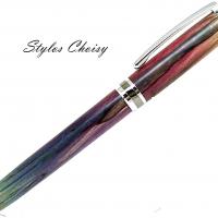 Plume empreinte hetre stab multicolore chrome et titane 2