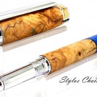 Roller empreinte eco resine et loupe d olivier chrome et titanium 4