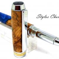 Roller empreinte eco resine et loupe d olivier chrome et titanium 5