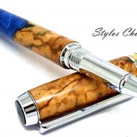 Roller empreinte eco resine et loupe d olivier chrome et titanium 6