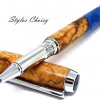 Roller empreinte eco resine et loupe d olivier chrome et titanium 7